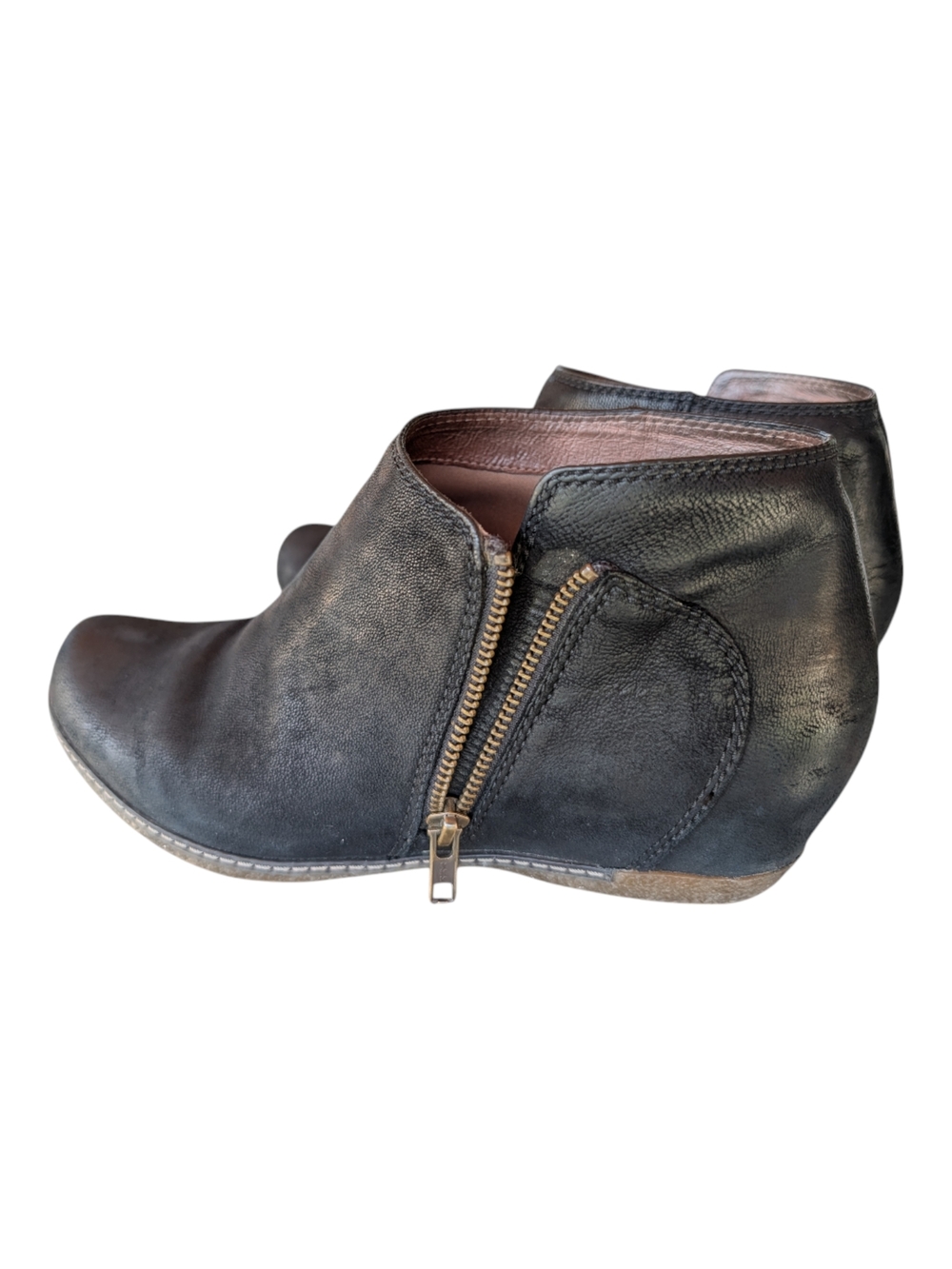 Dansko Black Leather Ankle Booties with Side Zip